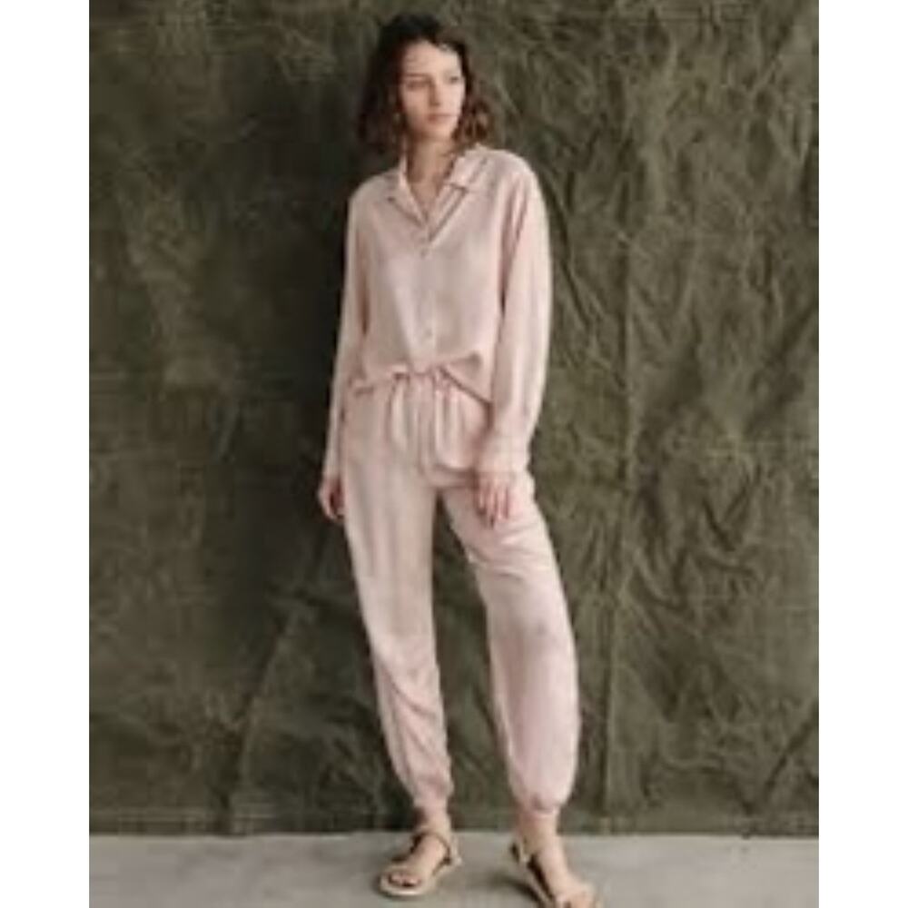 Sundry Button Up Top and Parachute Pant Set in Pink Quartz - M/L, NWT